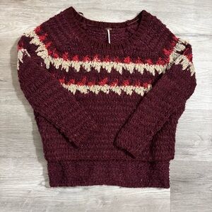 Free People Baltic Fair Isle Small Chunky Knit Sweater Winter